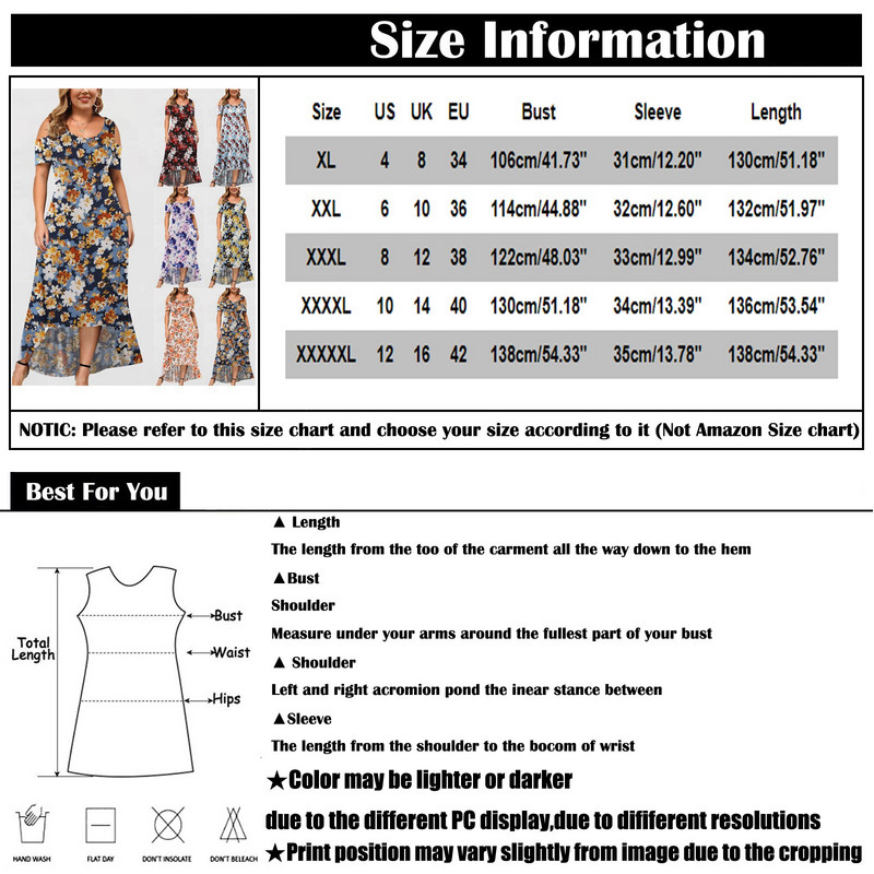 vestidos de mujer casual 2022 Plus Size Γυναικεία στρογγυλή λαιμόκοψη κοντό μανίκι εκτός ώμου Φόρεμα με φλοράλ στάμπα