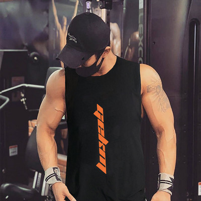 Gekm σπιτικό fashion brand καλοκαιρινό αμάνικο γιλέκο ανδρικό γυμναστήριο τρέξιμο με πρόβολο φαρδύ αθλητικό μπλουζάκι