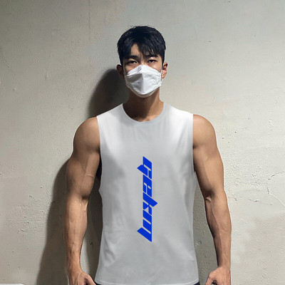 Gekm σπιτικό fashion brand καλοκαιρινό αμάνικο γιλέκο ανδρικό γυμναστήριο τρέξιμο με πρόβολο φαρδύ αθλητικό μπλουζάκι