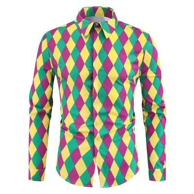 Alkalmi 3D játékkártya nyomtatott ing Férfi Divattervezés Hosszú ujjú Basic Camisas Hombre Luxus Party Férfi virágos blúz ingek