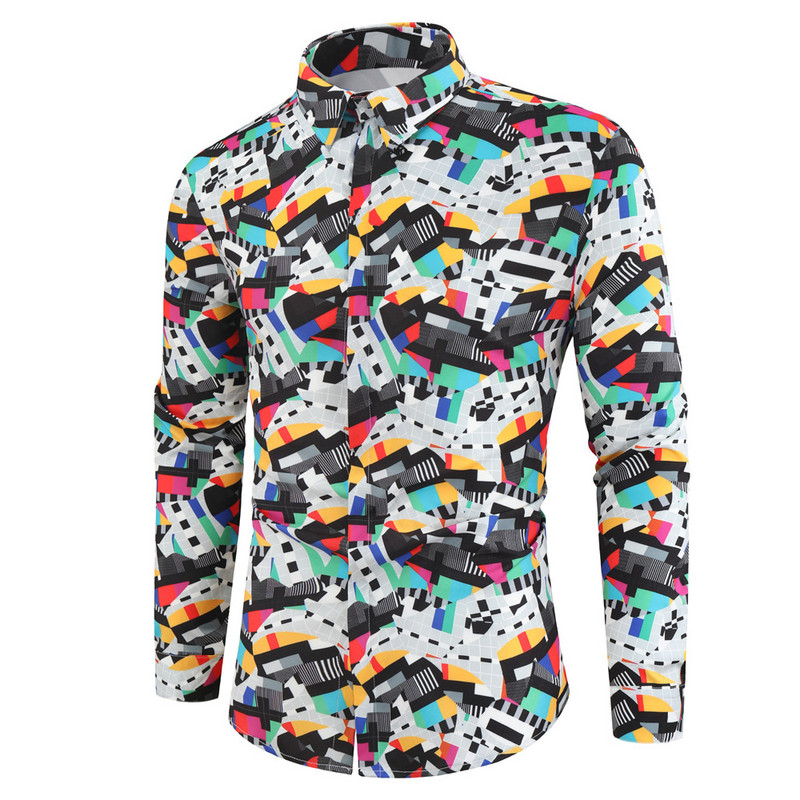 Alkalmi 3D játékkártya nyomtatott ing Férfi Divattervezés Hosszú ujjú Basic Camisas Hombre Luxus Party Férfi virágos blúz ingek