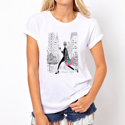 Μόδα φαρδιά καλοκαιρινά μπλουζάκια Girs Flower γραφικό μπλουζάκι για γυναίκες Μοντάλ μπλουζάκια με κοντό μανίκι με στρογγυλή λαιμόκοψη