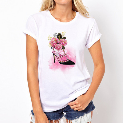 Μόδα φαρδιά καλοκαιρινά μπλουζάκια Girs Flower γραφικό μπλουζάκι για γυναίκες Μοντάλ μπλουζάκια με κοντό μανίκι με στρογγυλή λαιμόκοψη