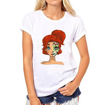 Μόδα φαρδιά καλοκαιρινά μπλουζάκια Girs Flower γραφικό μπλουζάκι για γυναίκες Μοντάλ μπλουζάκια με κοντό μανίκι με στρογγυλή λαιμόκοψη