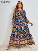 Καλοκαιρινό μακρύ λουλουδάτο φόρεμα Γυναικείο ριγέ λουλούδι Γυναικεία φορέματα Μακρυμάνικα Γυναικεία φορέματα Casual Loose Fashion Γυναικείο Φόρεμα 2023