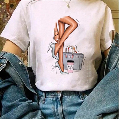 Női divatos felsők Nyári Gyönyörű Lány Rúzs Virágnyomásos Alkalmi póló Bő, Rövid ujjú Fehér Alappólók