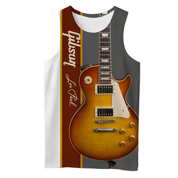 2021 Summer ανδρικό μουσικό όργανο Κιθάρα 3D παντού εμπριμέ casual αμάνικο μπλουζάκι Unisex Μπλούζες τανκ Drop shipping BXD22