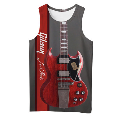 2021. aasta suvi, mehed, muusikariistad, 3D-kitarr, kõikjal prinditud vabaaja varrukateta T-särk, Unisex, paakitopsid Drop shipping BXD22
