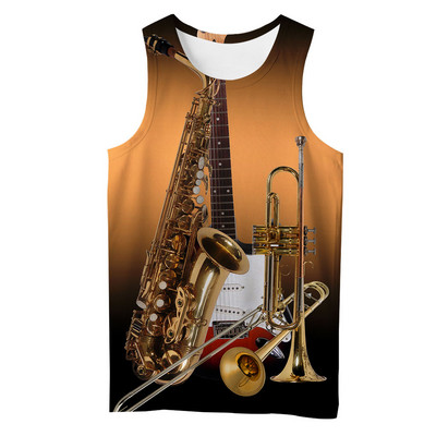 2021. aasta suvi, mehed, muusikariistad, 3D-kitarr, kõikjal prinditud vabaaja varrukateta T-särk, Unisex, paakitopsid Drop shipping BXD22