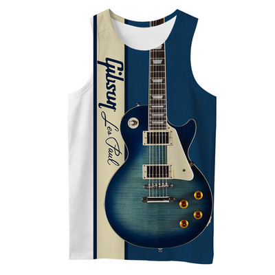 2021. aasta suvi, mehed, muusikariistad, 3D-kitarr, kõikjal prinditud vabaaja varrukateta T-särk, Unisex, paakitopsid Drop shipping BXD22
