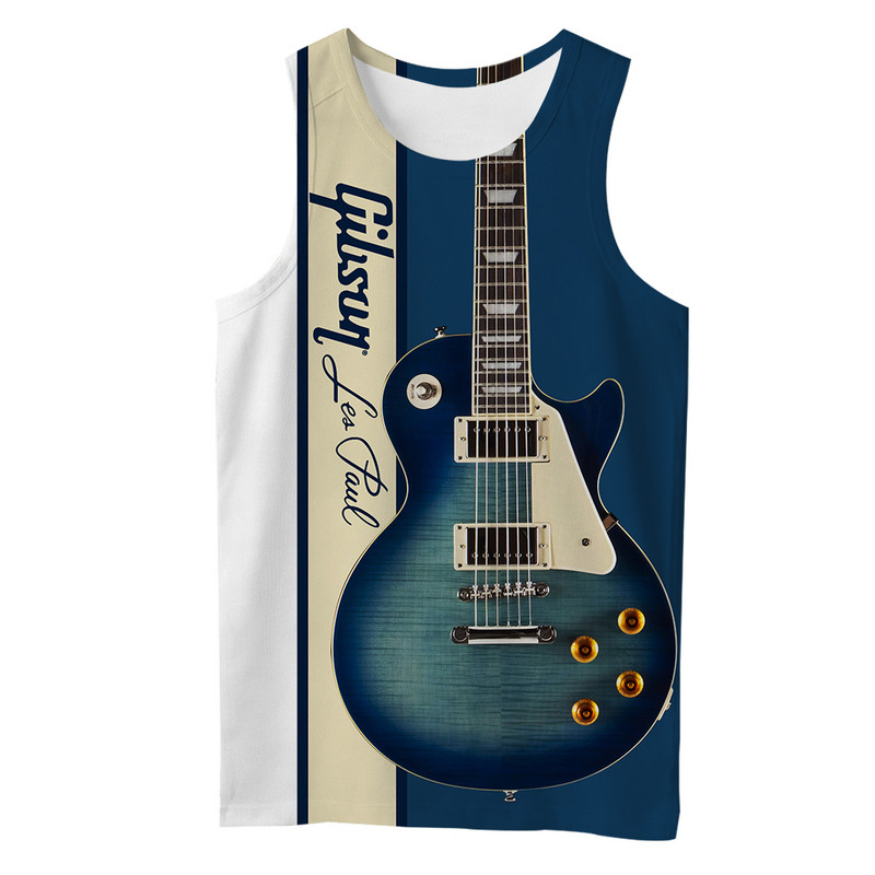 2021. aasta suvi, mehed, muusikariistad, 3D-kitarr, kõikjal prinditud vabaaja varrukateta T-särk, Unisex, paakitopsid Drop shipping BXD22