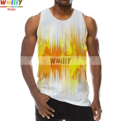 Meeste graafiline ümara kaelusega 3D-prindiga varrukateta igapäevase tekstuuriga topid Meeste valged ja mustad riided triibuline hip-hop vest meestele