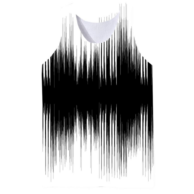 Meeste graafiline ümara kaelusega 3D-prindiga varrukateta igapäevase tekstuuriga topid Meeste valged ja mustad riided triibuline hip-hop vest meestele