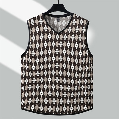 Καρό γιλέκα ανδρικά καλοκαιρινά φανελάκια Plus Size 10XL 11XL Χαλαρά γιλέκα με λαιμόκοψη ανδρική μόδα Καρό φανελάκι καλοκαιρινά μπλουζάκια μεγάλο μέγεθος 11XL