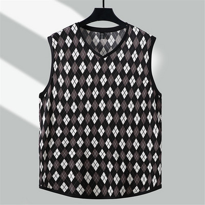 Καρό γιλέκα ανδρικά καλοκαιρινά φανελάκια Plus Size 10XL 11XL Χαλαρά γιλέκα με λαιμόκοψη ανδρική μόδα Καρό φανελάκι καλοκαιρινά μπλουζάκια μεγάλο μέγεθος 11XL