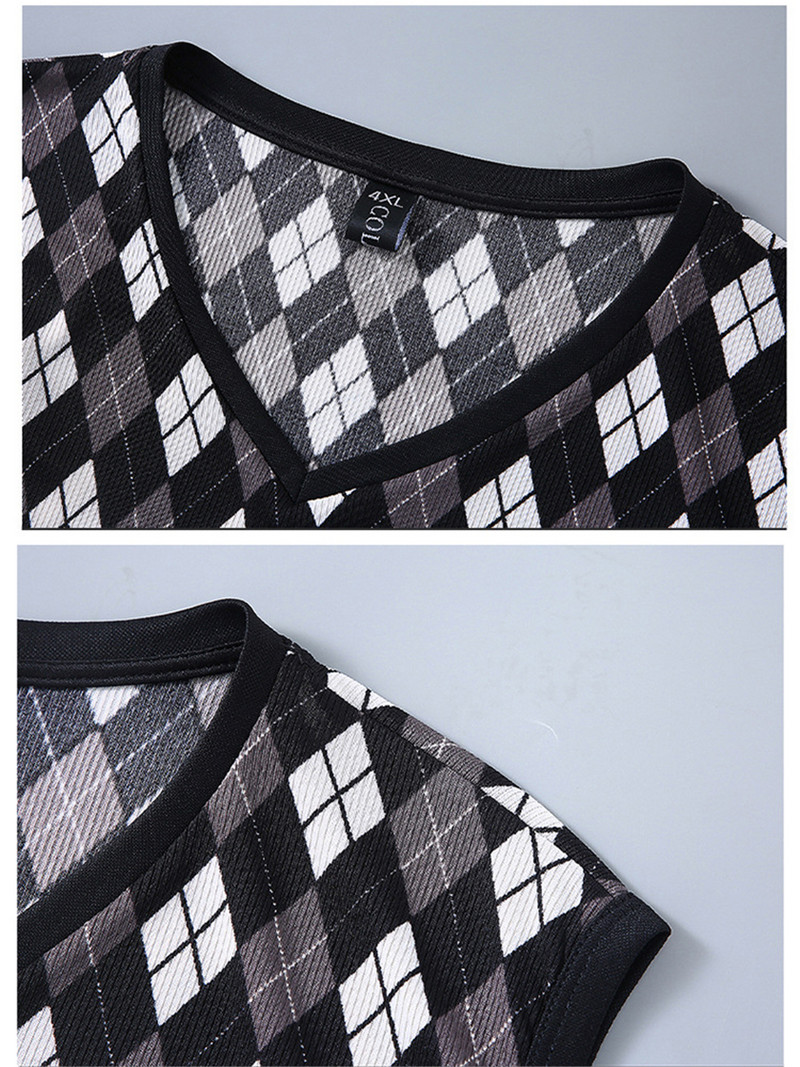 Καρό γιλέκα ανδρικά καλοκαιρινά φανελάκια Plus Size 10XL 11XL Χαλαρά γιλέκα με λαιμόκοψη ανδρική μόδα Καρό φανελάκι καλοκαιρινά μπλουζάκια μεγάλο μέγεθος 11XL