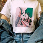 Μόδα φαρδιά καλοκαιρινά μπλουζάκια ψηλοτάκουνα λουλουδάτο γραφικό μπλουζάκι για γυναίκες Μοντάλ μπλουζάκια με κοντό μανίκι με στρογγυλή λαιμόκοψη