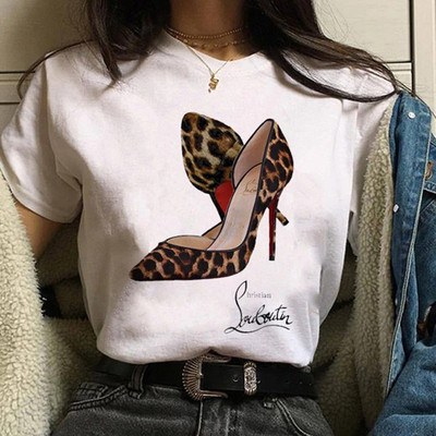 Μόδα φαρδιά καλοκαιρινά μπλουζάκια ψηλοτάκουνα λουλουδάτο γραφικό μπλουζάκι για γυναίκες Μοντάλ μπλουζάκια με κοντό μανίκι με στρογγυλή λαιμόκοψη