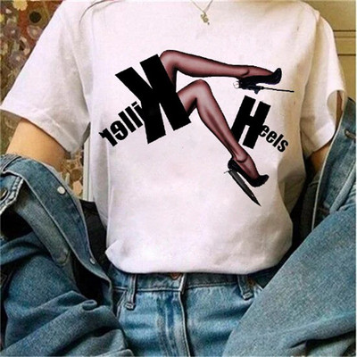 Μόδα φαρδιά καλοκαιρινά μπλουζάκια ψηλοτάκουνα λουλουδάτο γραφικό μπλουζάκι για γυναίκες Μοντάλ μπλουζάκια με κοντό μανίκι με στρογγυλή λαιμόκοψη