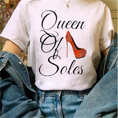 Μόδα φαρδιά καλοκαιρινά μπλουζάκια ψηλοτάκουνα λουλουδάτο γραφικό μπλουζάκι για γυναίκες Μοντάλ μπλουζάκια με κοντό μανίκι με στρογγυλή λαιμόκοψη