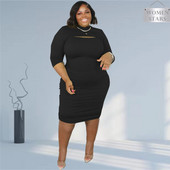 Liela izmēra kleitas sievietēm rudens drēbes 5xl, rievoti Bodycon, elastīgi, garām piedurknēm, dobi, seksīgi eleganti, vairumtirdzniecība