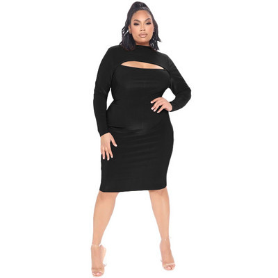 Liela izmēra kleitas sievietēm rudens drēbes 5xl, rievoti Bodycon, elastīgi, garām piedurknēm, dobi, seksīgi eleganti, vairumtirdzniecība