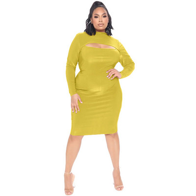 Liela izmēra kleitas sievietēm rudens drēbes 5xl, rievoti Bodycon, elastīgi, garām piedurknēm, dobi, seksīgi eleganti, vairumtirdzniecība