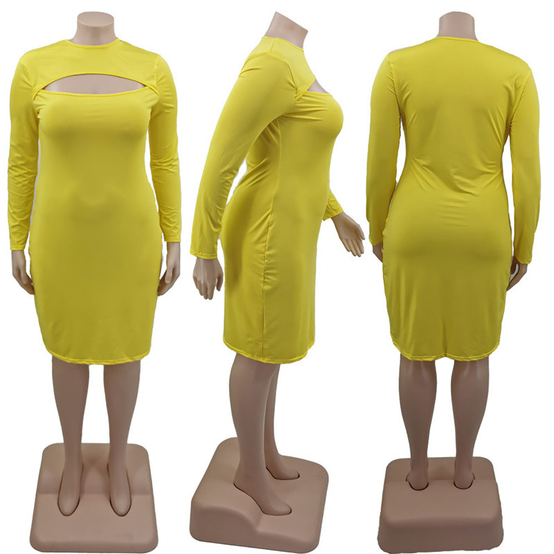 Liela izmēra kleitas sievietēm rudens drēbes 5xl, rievoti Bodycon, elastīgi, garām piedurknēm, dobi, seksīgi eleganti, vairumtirdzniecība