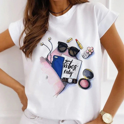 Μοντάλ μακιγιάζ γραφικό μπλουζάκι μόδας Καλοκαιρινό καθημερινό γυναικείο μπλουζάκι Sunflower Streetwear κοντομάνικο μπλουζάκι