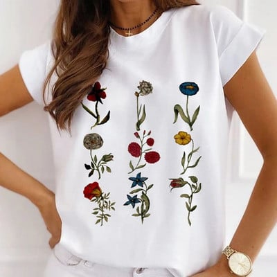 Μοντάλ μακιγιάζ γραφικό μπλουζάκι μόδας Καλοκαιρινό καθημερινό γυναικείο μπλουζάκι Sunflower Streetwear κοντομάνικο μπλουζάκι