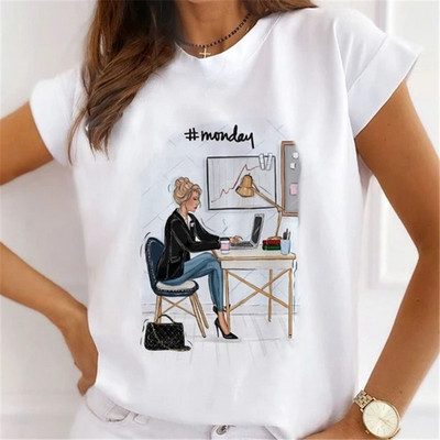 Ljetna ženska majica s okruglim izrezom, široka, udobna majica s kratkim rukavima, lijepa djevojka, majice s printom cvijeća i leptira