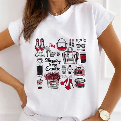 Ljetna ženska majica s okruglim izrezom, široka, udobna majica s kratkim rukavima, lijepa djevojka, majice s printom cvijeća i leptira