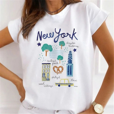 Ljetna ženska majica s okruglim izrezom, široka, udobna majica s kratkim rukavima, lijepa djevojka, majice s printom cvijeća i leptira