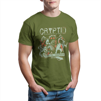 Cryptid Collections Mothman Cartoon T-shirt Ανδρικό βαμβακερό Vintage T-shirt με στρογγυλή λαιμόκοψη Εκτύπωση ρούχων με κοντομάνικα