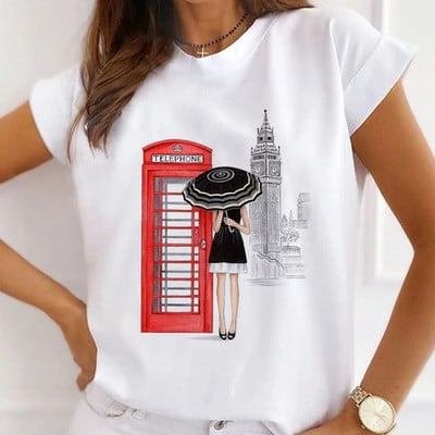 Sieviešu brīvi vasaras topi augstpapēžu kurpes ar ziedu pāri Balonu grafiski krekli Sieviešu T-krekli ar īsām piedurknēm ar modālu O kakla izgriezumu