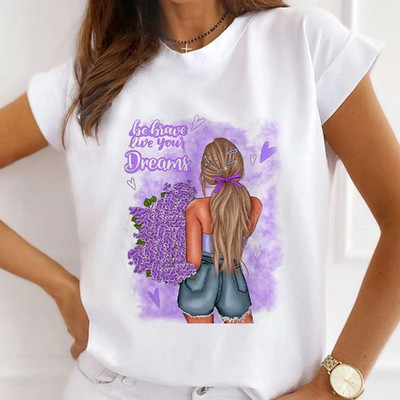 Sieviešu brīvi vasaras topi augstpapēžu kurpes ar ziedu pāri Balonu grafiski krekli Sieviešu T-krekli ar īsām piedurknēm ar modālu O kakla izgriezumu