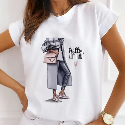 Sieviešu brīvi vasaras topi augstpapēžu kurpes ar ziedu pāri Balonu grafiski krekli Sieviešu T-krekli ar īsām piedurknēm ar modālu O kakla izgriezumu