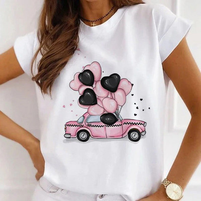 Sieviešu brīvi vasaras topi augstpapēžu kurpes ar ziedu pāri Balonu grafiski krekli Sieviešu T-krekli ar īsām piedurknēm ar modālu O kakla izgriezumu