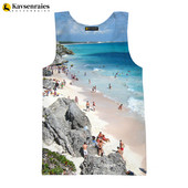 Seaside Beach 3D vīriešu topi unisex vasaras modes ikdienas topi ar palmu koku apdrukātu Harajuku ielas apģērbu bezpiedurkņu vestes krekls