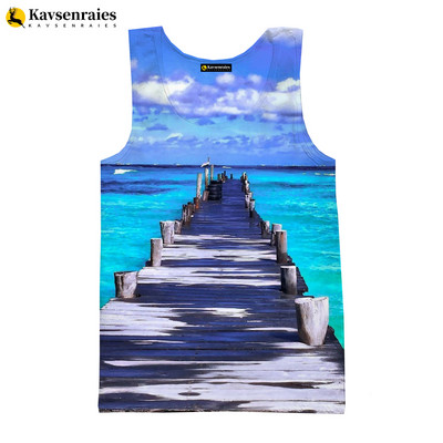Seaside Beach 3D vīriešu topi unisex vasaras modes ikdienas topi ar palmu koku apdrukātu Harajuku ielas apģērbu bezpiedurkņu vestes krekls
