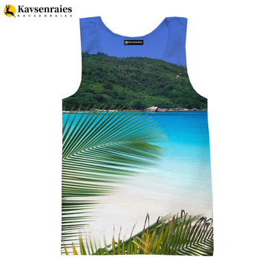 Seaside Beach 3D vīriešu topi unisex vasaras modes ikdienas topi ar palmu koku apdrukātu Harajuku ielas apģērbu bezpiedurkņu vestes krekls