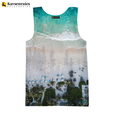 Seaside Beach 3D vīriešu topi unisex vasaras modes ikdienas topi ar palmu koku apdrukātu Harajuku ielas apģērbu bezpiedurkņu vestes krekls