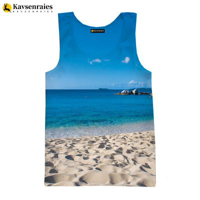 Seaside Beach 3D vīriešu topi unisex vasaras modes ikdienas topi ar palmu koku apdrukātu Harajuku ielas apģērbu bezpiedurkņu vestes krekls