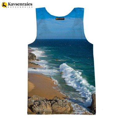 Seaside Beach 3D vīriešu topi unisex vasaras modes ikdienas topi ar palmu koku apdrukātu Harajuku ielas apģērbu bezpiedurkņu vestes krekls