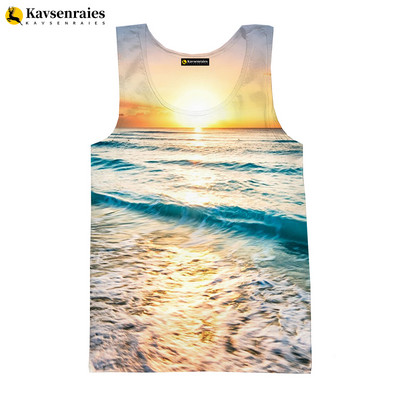Seaside Beach 3D vīriešu topi unisex vasaras modes ikdienas topi ar palmu koku apdrukātu Harajuku ielas apģērbu bezpiedurkņu vestes krekls