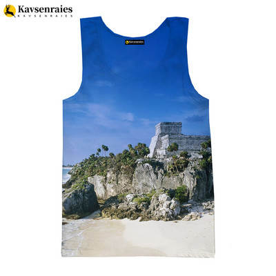 Seaside Beach 3D vīriešu topi unisex vasaras modes ikdienas topi ar palmu koku apdrukātu Harajuku ielas apģērbu bezpiedurkņu vestes krekls