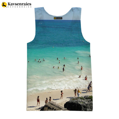 Seaside Beach 3D vīriešu topi unisex vasaras modes ikdienas topi ar palmu koku apdrukātu Harajuku ielas apģērbu bezpiedurkņu vestes krekls