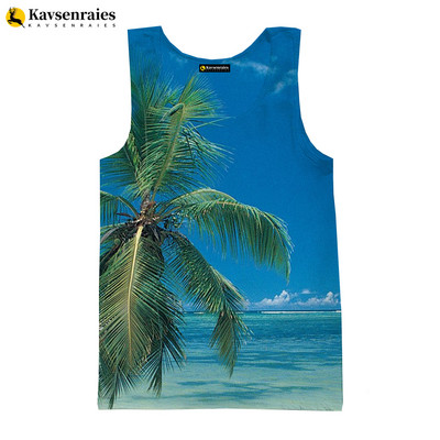 Seaside Beach 3D vīriešu topi unisex vasaras modes ikdienas topi ar palmu koku apdrukātu Harajuku ielas apģērbu bezpiedurkņu vestes krekls