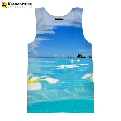 Seaside Beach 3D vīriešu topi unisex vasaras modes ikdienas topi ar palmu koku apdrukātu Harajuku ielas apģērbu bezpiedurkņu vestes krekls