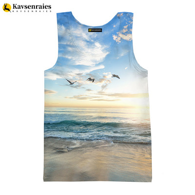 Seaside Beach 3D vīriešu topi unisex vasaras modes ikdienas topi ar palmu koku apdrukātu Harajuku ielas apģērbu bezpiedurkņu vestes krekls